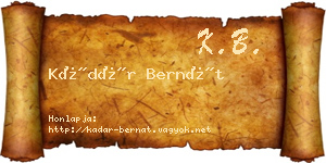 Kádár Bernát névjegykártya